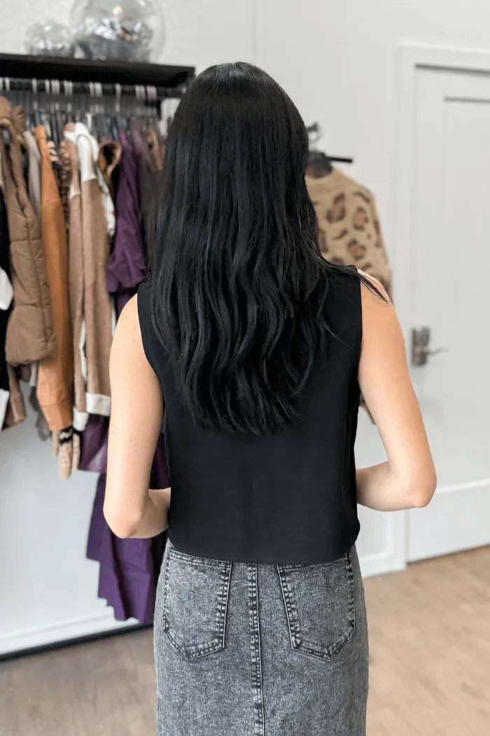 Embroidered Crop Vest