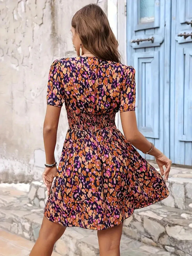 Evie Floral Short Sleeve Mini Summer Dress