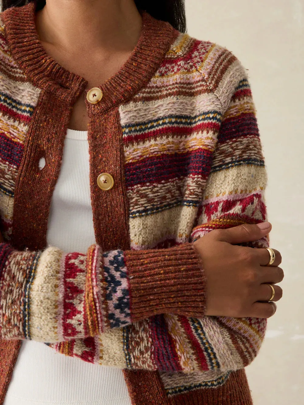 Faherty Marley Fairisle Cardigan in Orchard - FINAL SALE
