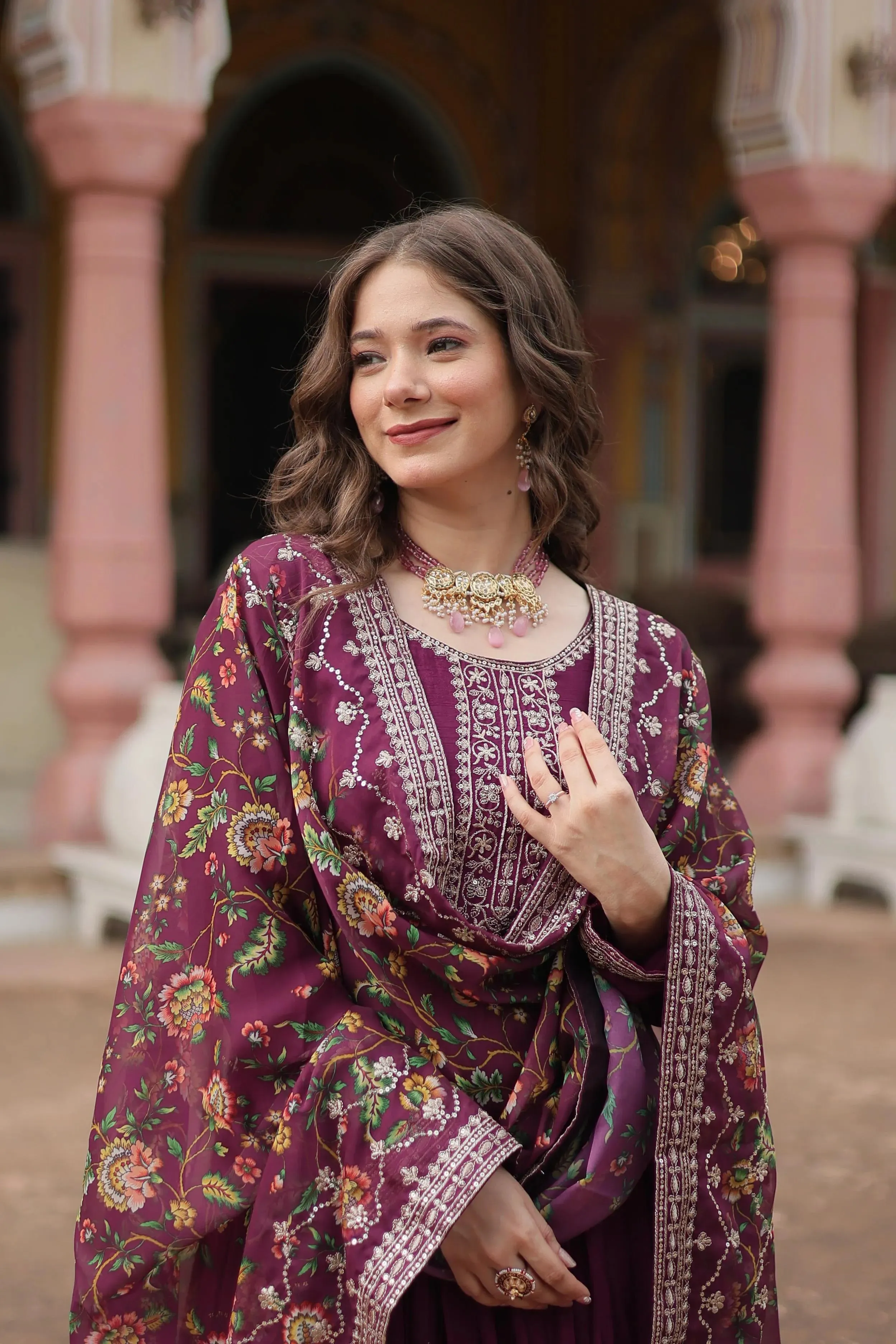 Festival Wear Chinon Rich Sequins Embroidered Designer Gown