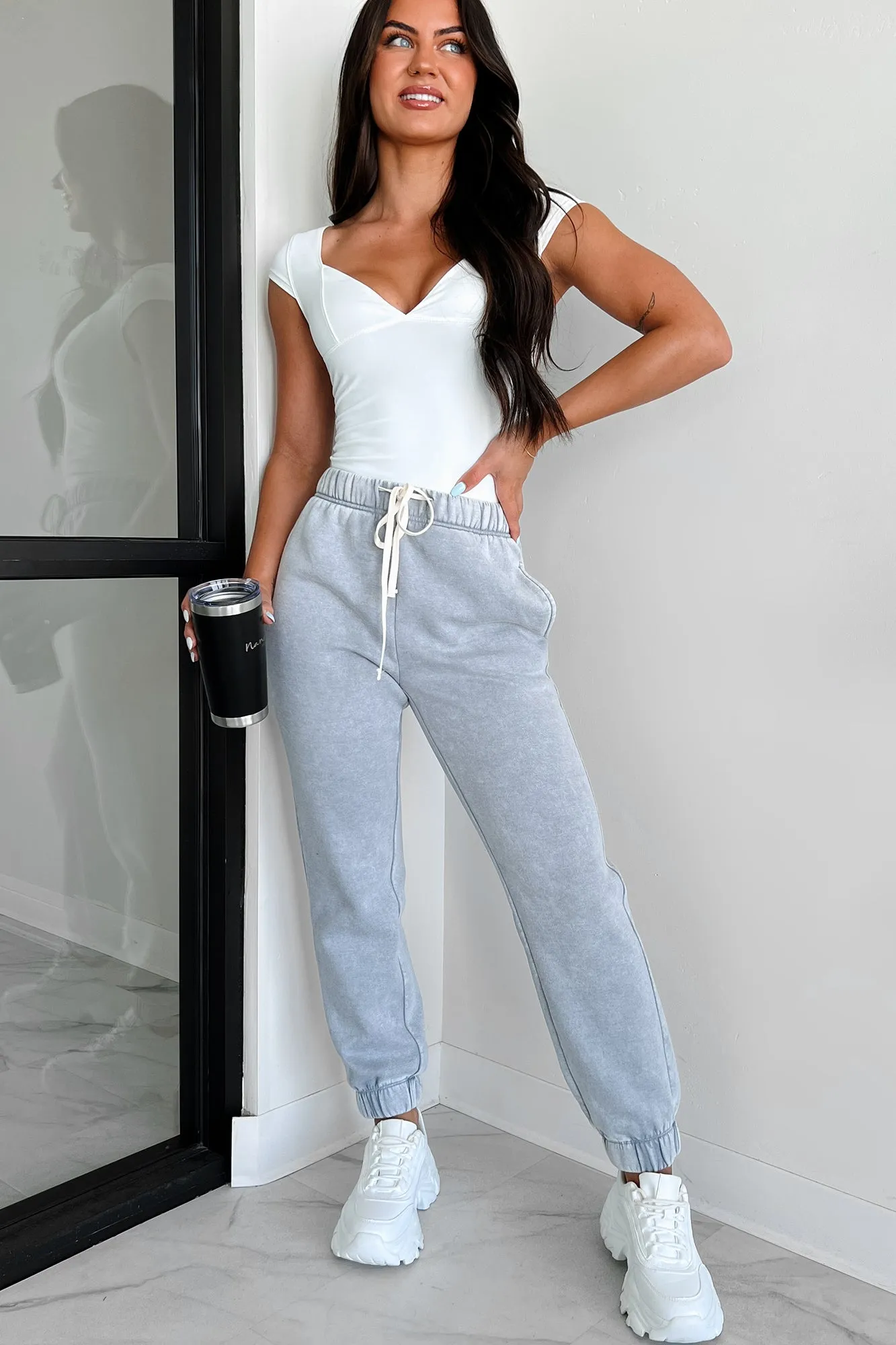 Finnegan Zenana Acid Wash Jogger Sweatpants (Sleet)