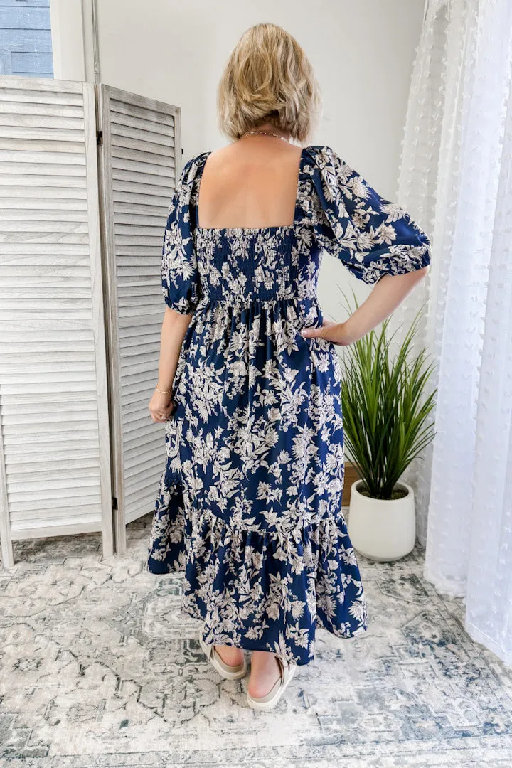 Floral Pleated Midi Dress