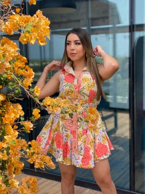 Floral Print Ruffled Dress