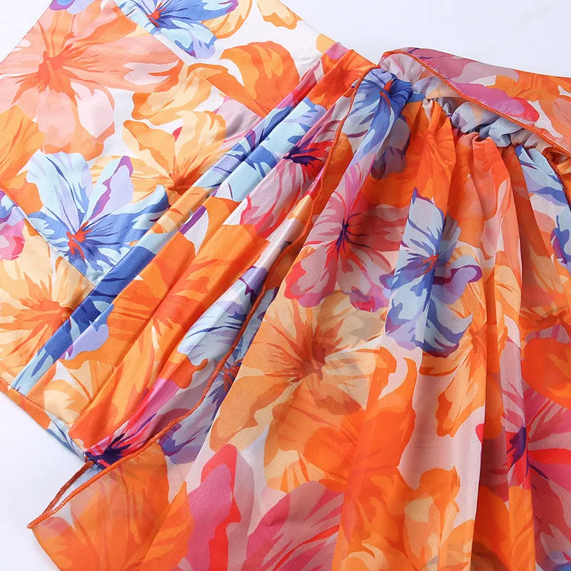 Floral print runaway mini dress