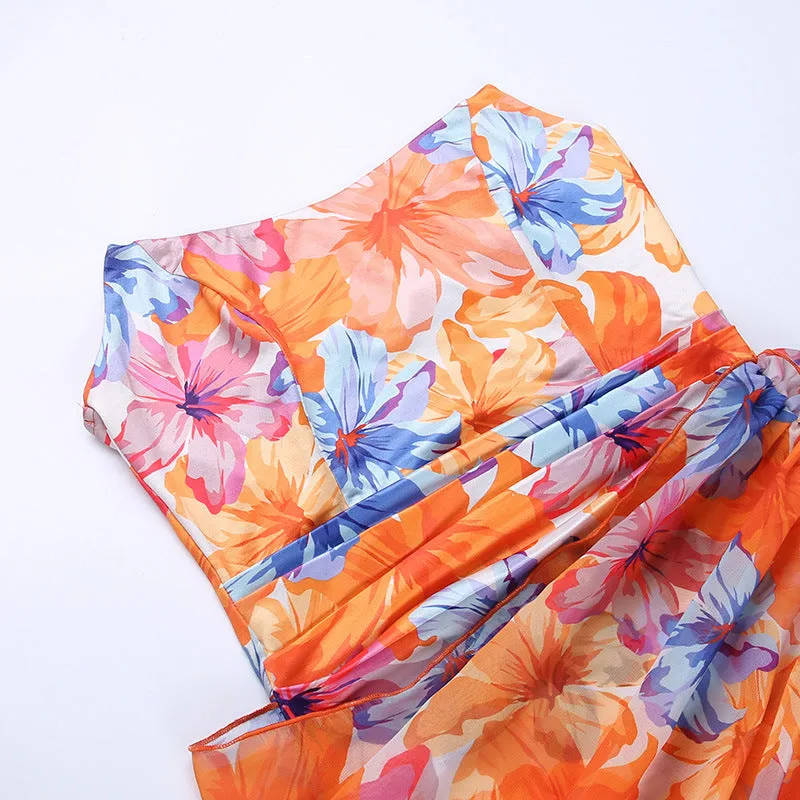 Floral print runaway mini dress