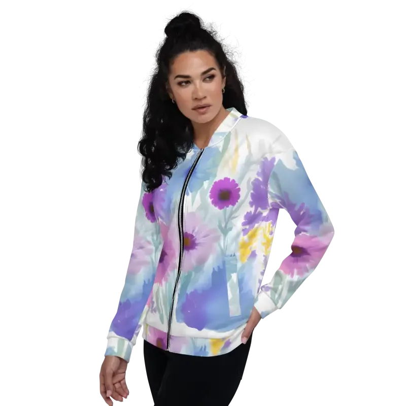 Flowers in Watercolor Unisex Bomber Jacket