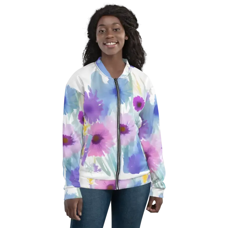 Flowers in Watercolor Unisex Bomber Jacket