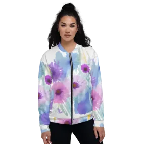 Flowers in Watercolor Unisex Bomber Jacket