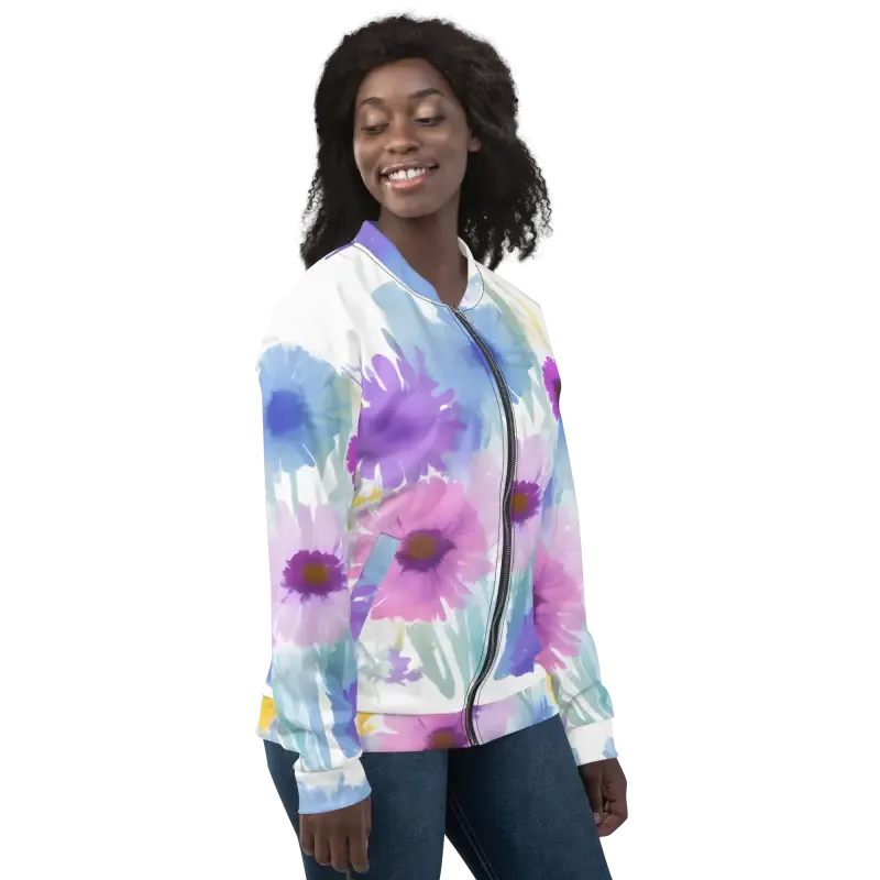 Flowers in Watercolor Unisex Bomber Jacket