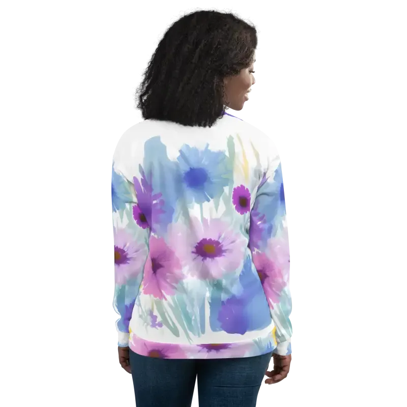 Flowers in Watercolor Unisex Bomber Jacket