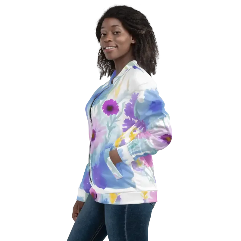 Flowers in Watercolor Unisex Bomber Jacket