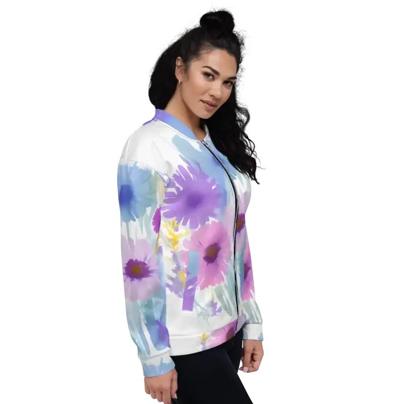 Flowers in Watercolor Unisex Bomber Jacket