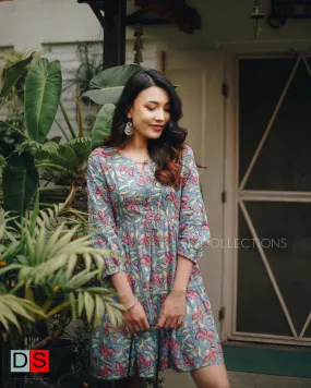 Full Sleeve Floral Print Dress