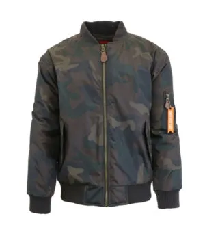 Galaxy By Harvic Mens Flight Jacket Coat 2XL Green Camouflage
