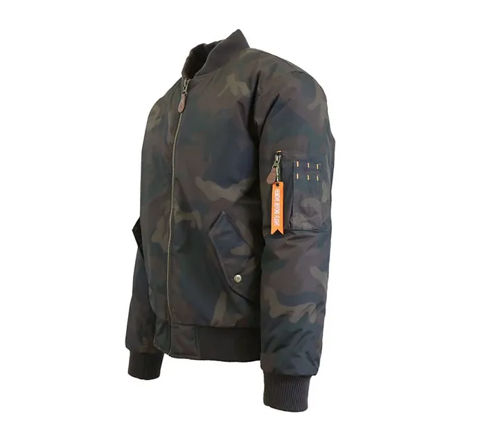 Galaxy By Harvic Mens Flight Jacket Coat 2XL Green Camouflage