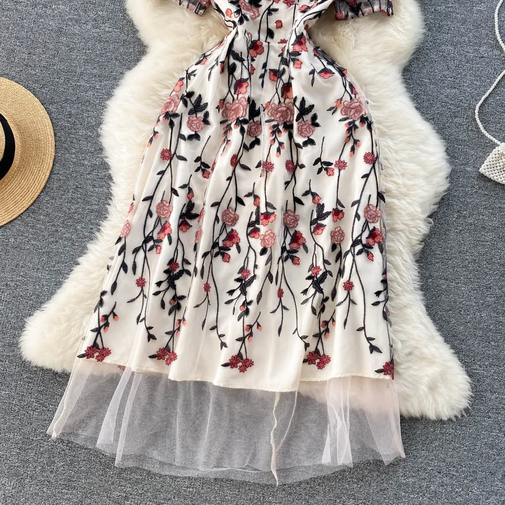 Gauze Stitching Embroidery Dress
