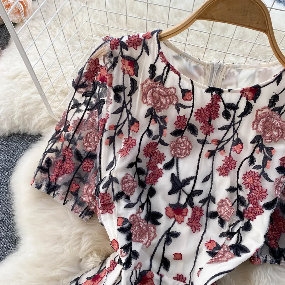 Gauze Stitching Embroidery Dress