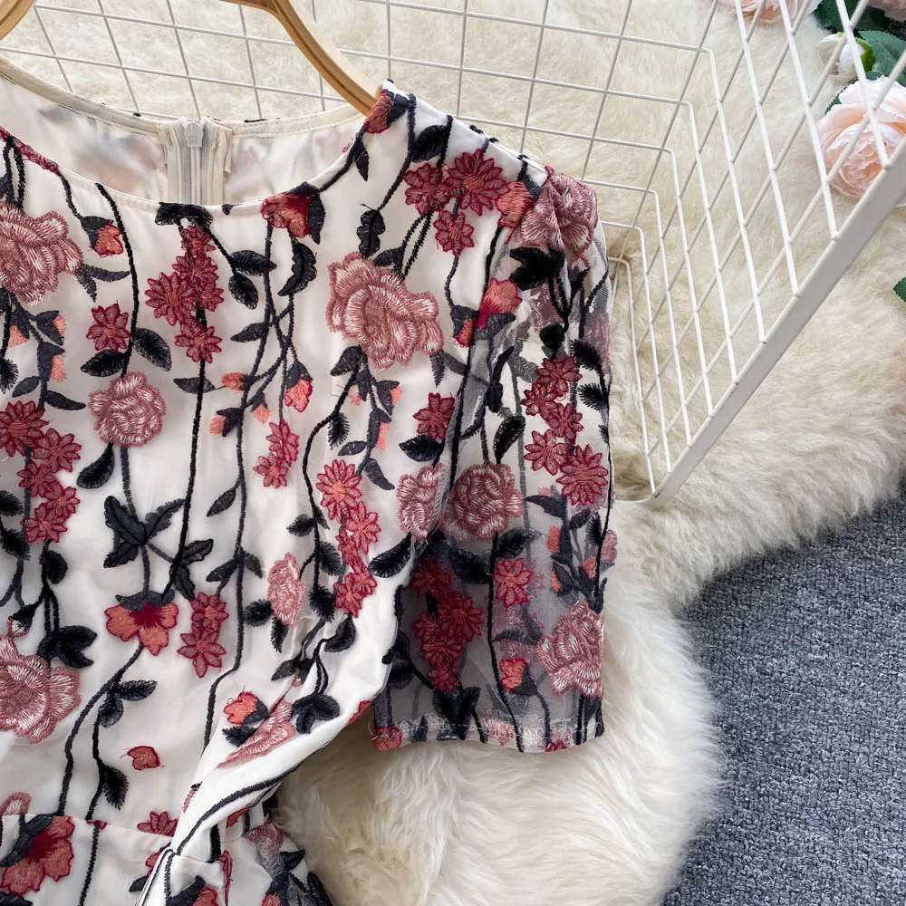 Gauze Stitching Embroidery Dress