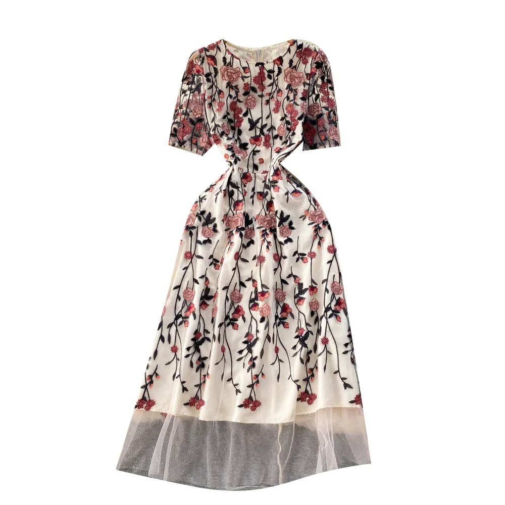 Gauze Stitching Embroidery Dress