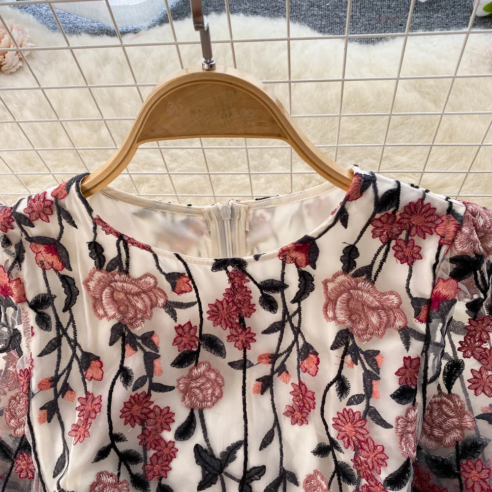 Gauze Stitching Embroidery Dress