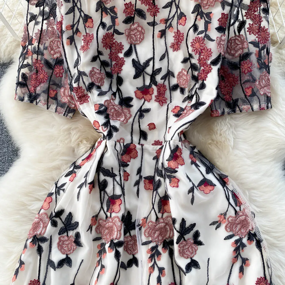 Gauze Stitching Embroidery Dress