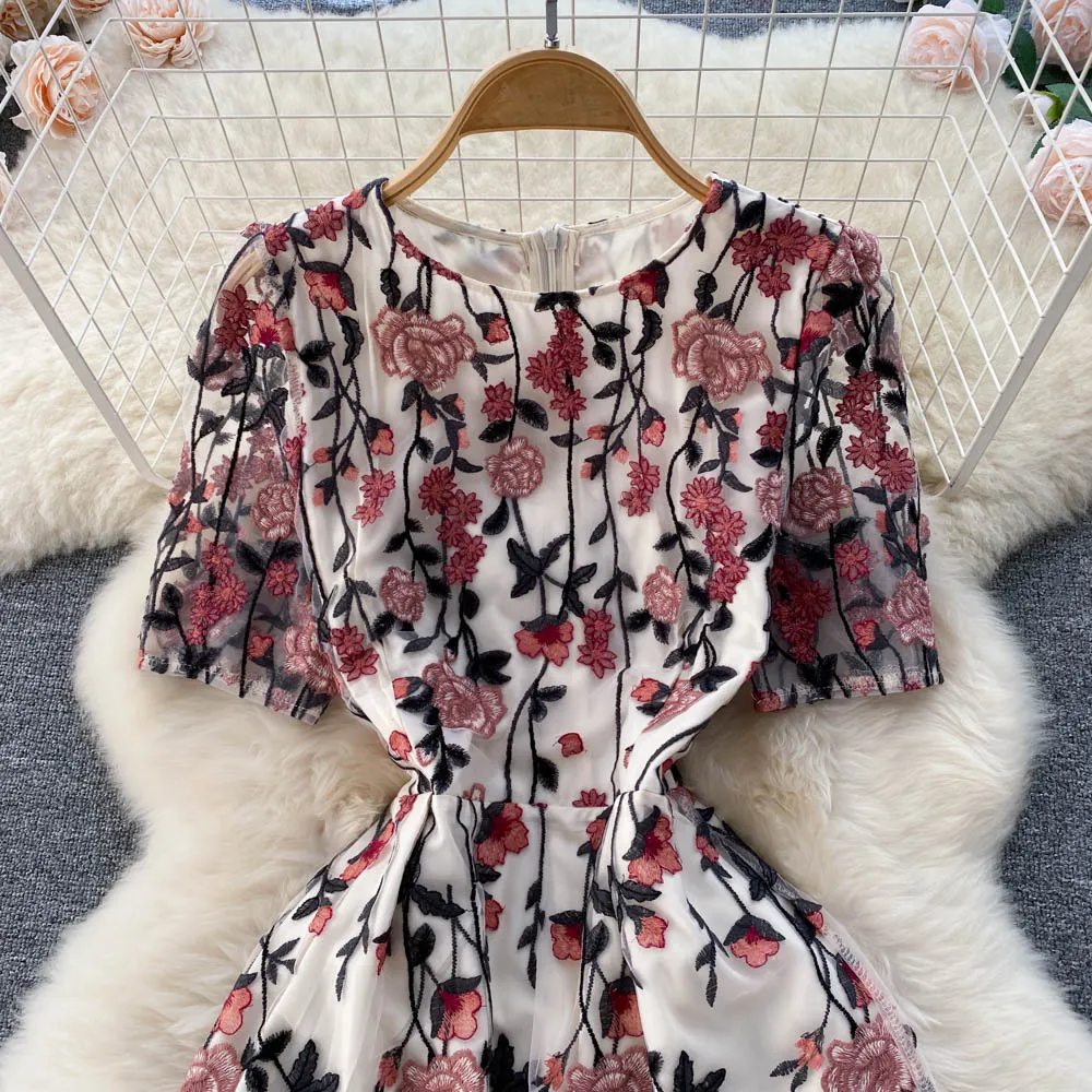 Gauze Stitching Embroidery Dress