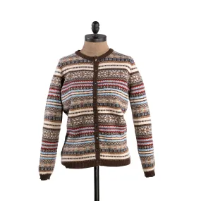 Geelong Fair Isle Cardigan in Mocha