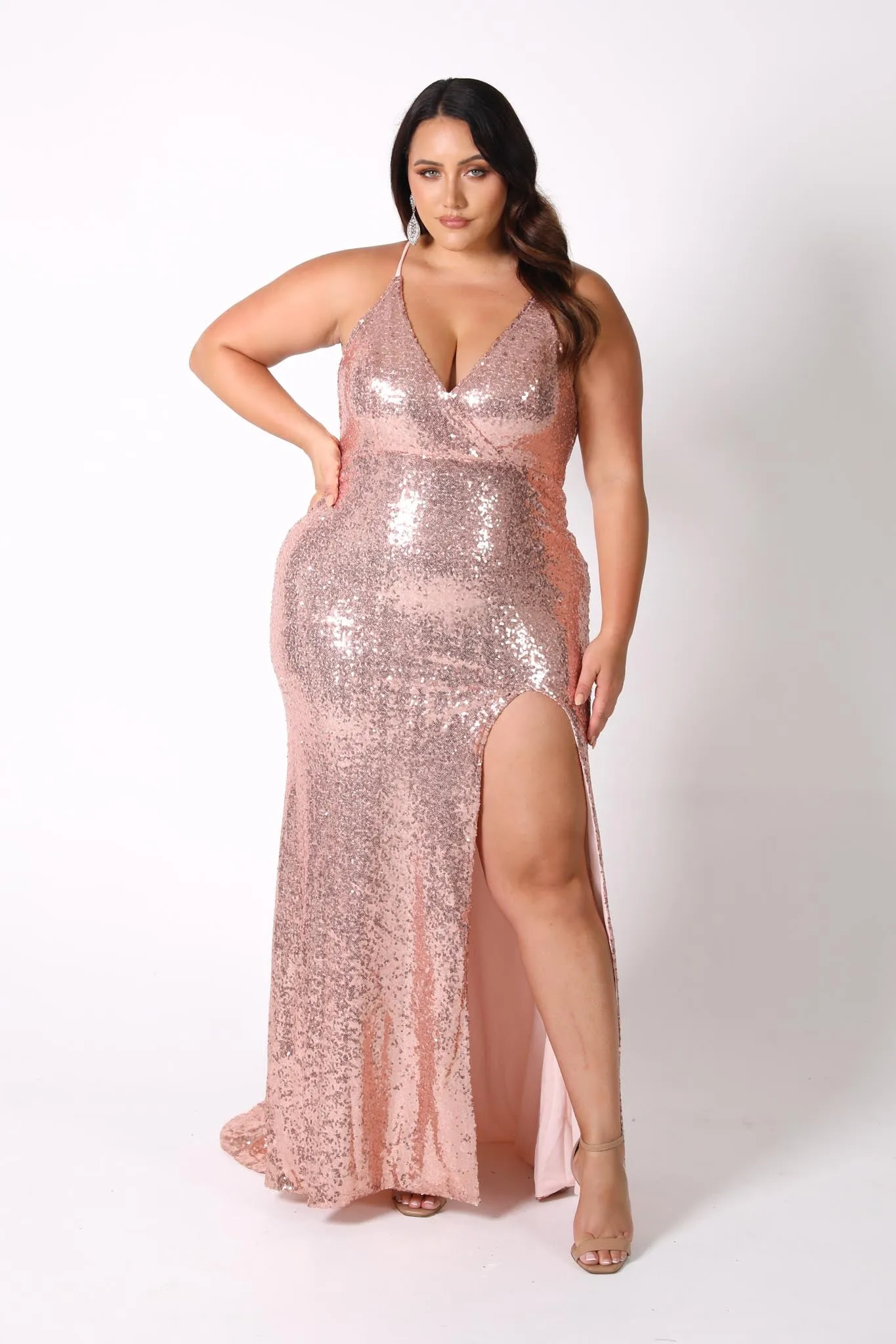 Gemma Front Slit Sequin Gown - Multiple Colors Available