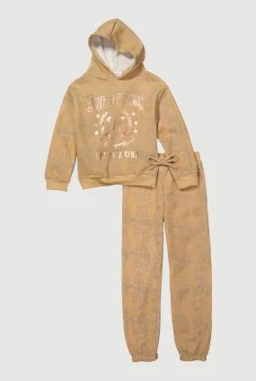 Girls Acid Wash Limited Edition Foil Screen Sweatshirt and Sweatpants