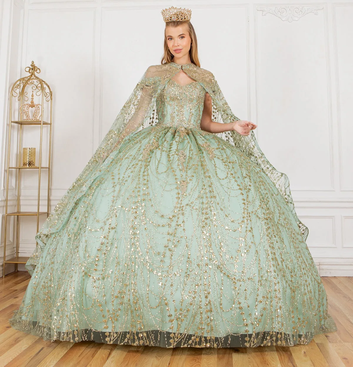 Glitter Off Shoulder Sweetheart Long Quinceanera Dress