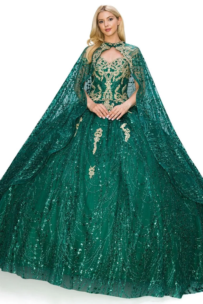 Glitter Off Shoulder Sweetheart Long Quinceanera Dress