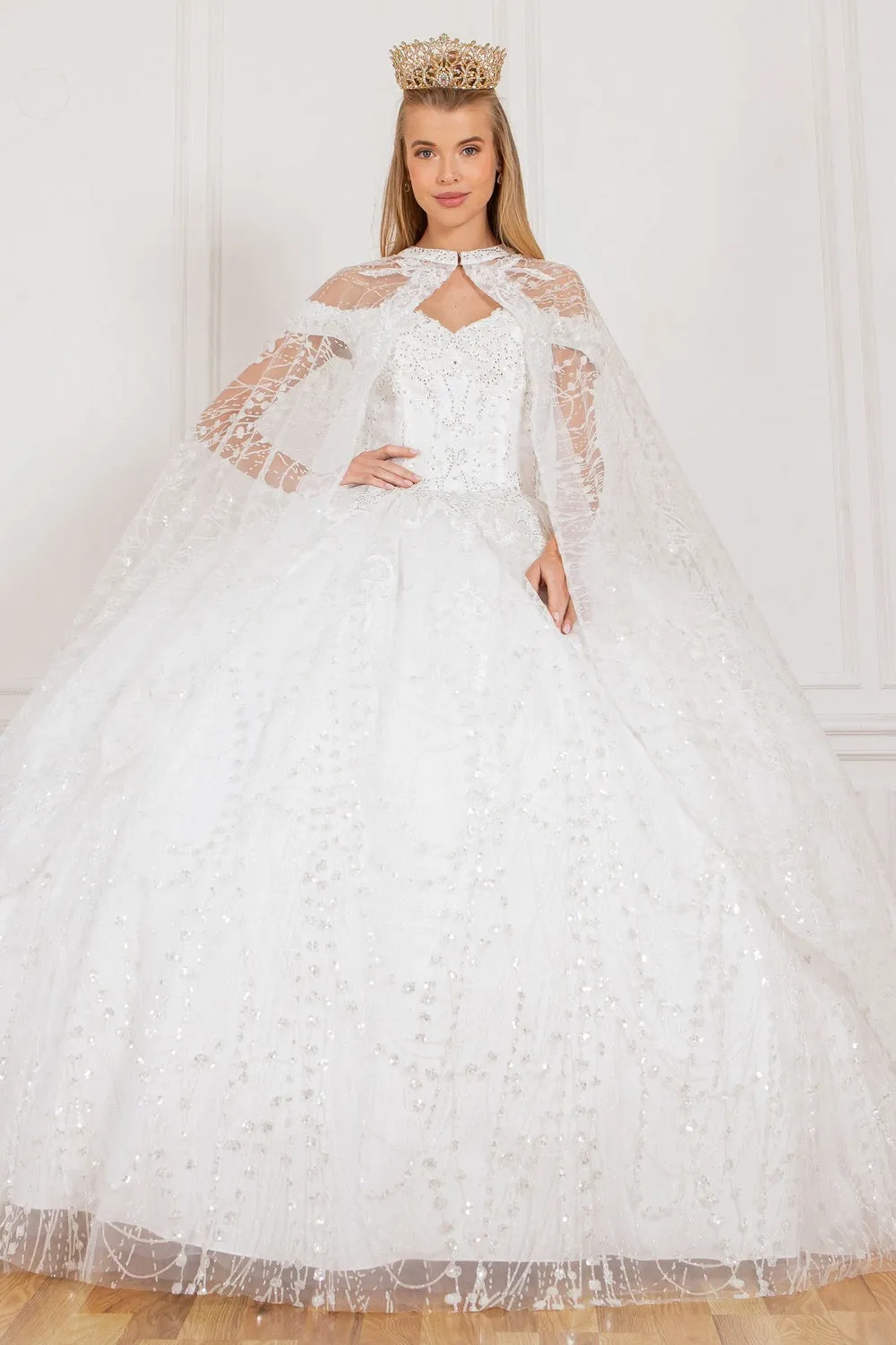 Glitter Off Shoulder Sweetheart Long Quinceanera Dress