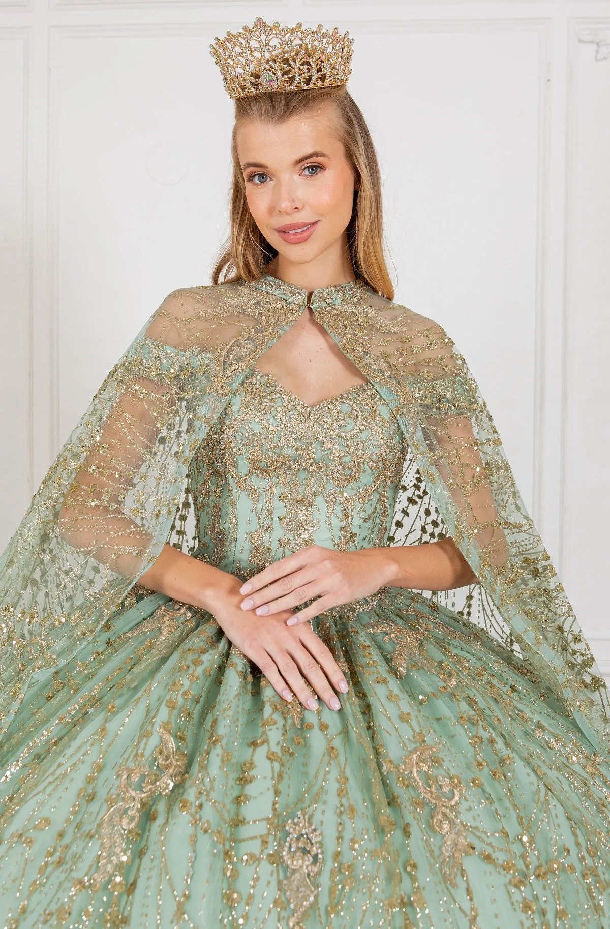 Glitter Off Shoulder Sweetheart Long Quinceanera Dress