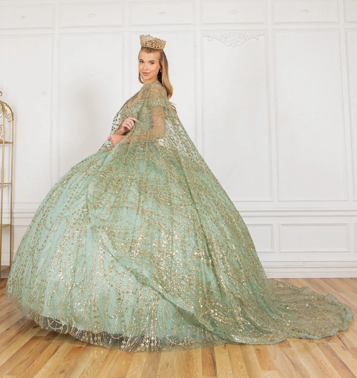 Glitter Off Shoulder Sweetheart Long Quinceanera Dress