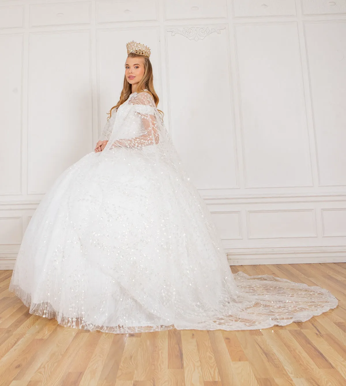 Glitter Off Shoulder Sweetheart Long Quinceanera Dress