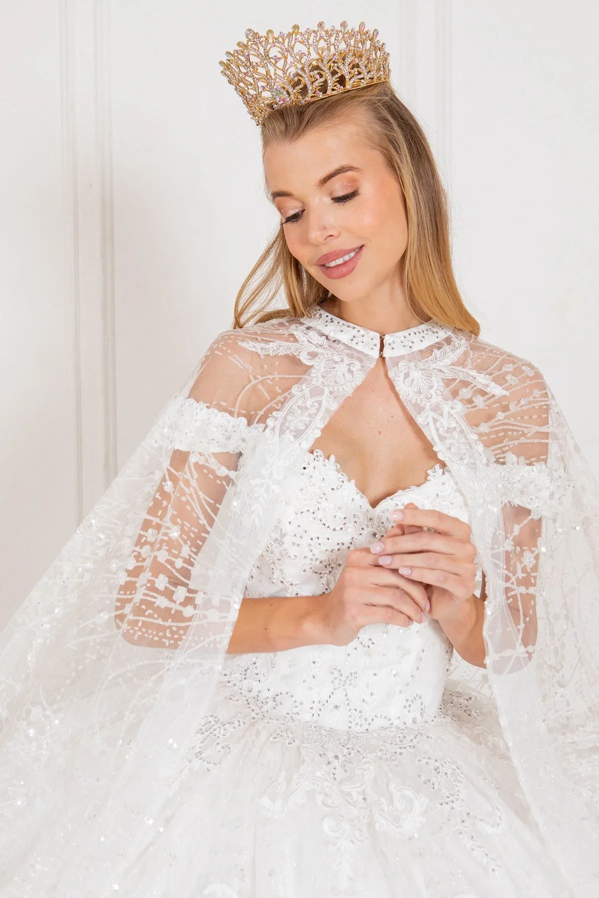 Glitter Off Shoulder Sweetheart Long Quinceanera Dress