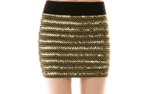 Gold black sequin stretch mini skirt