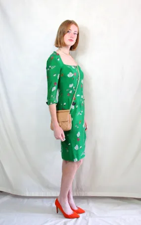 Green Floral Pencil Dress
