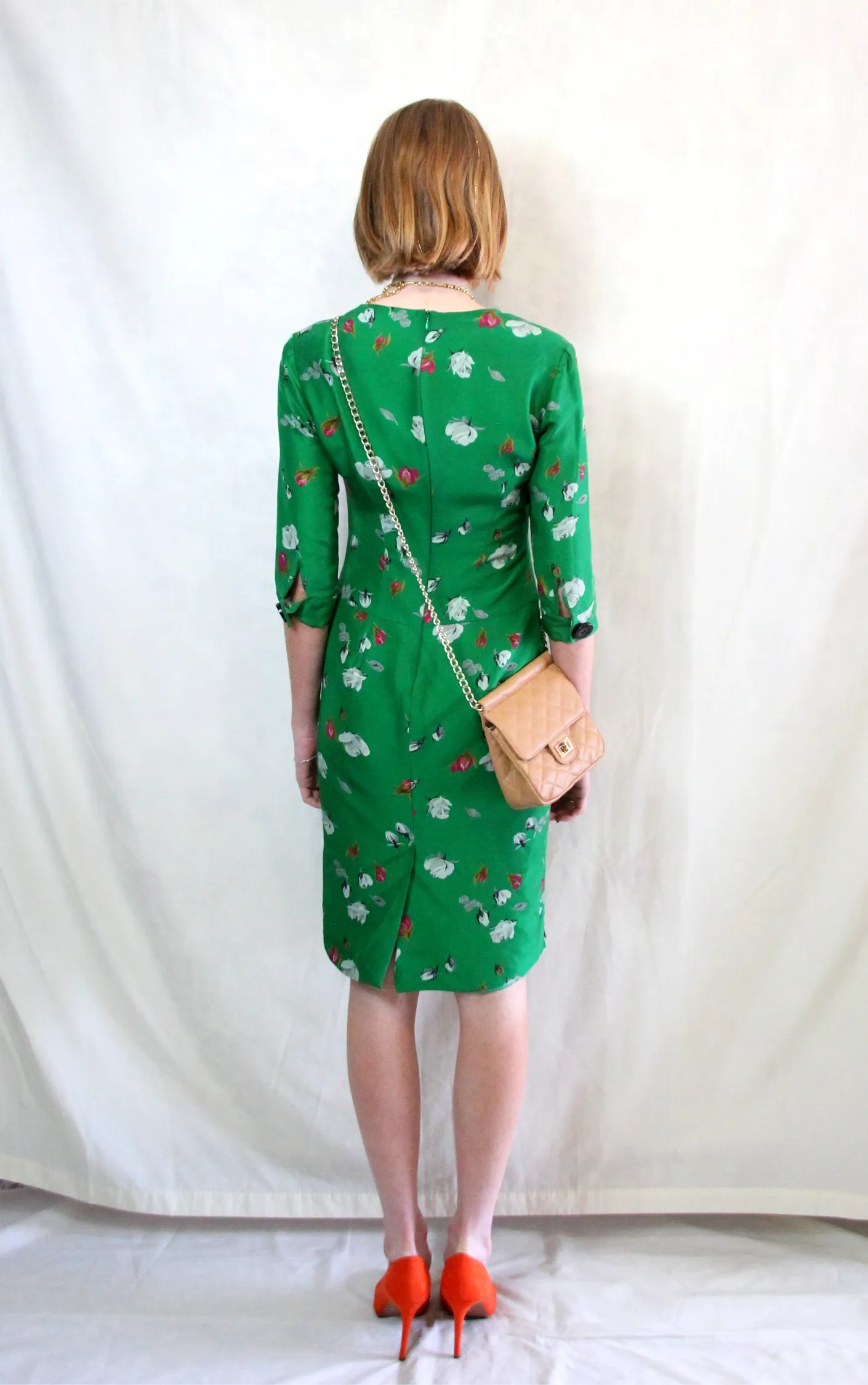 Green Floral Pencil Dress