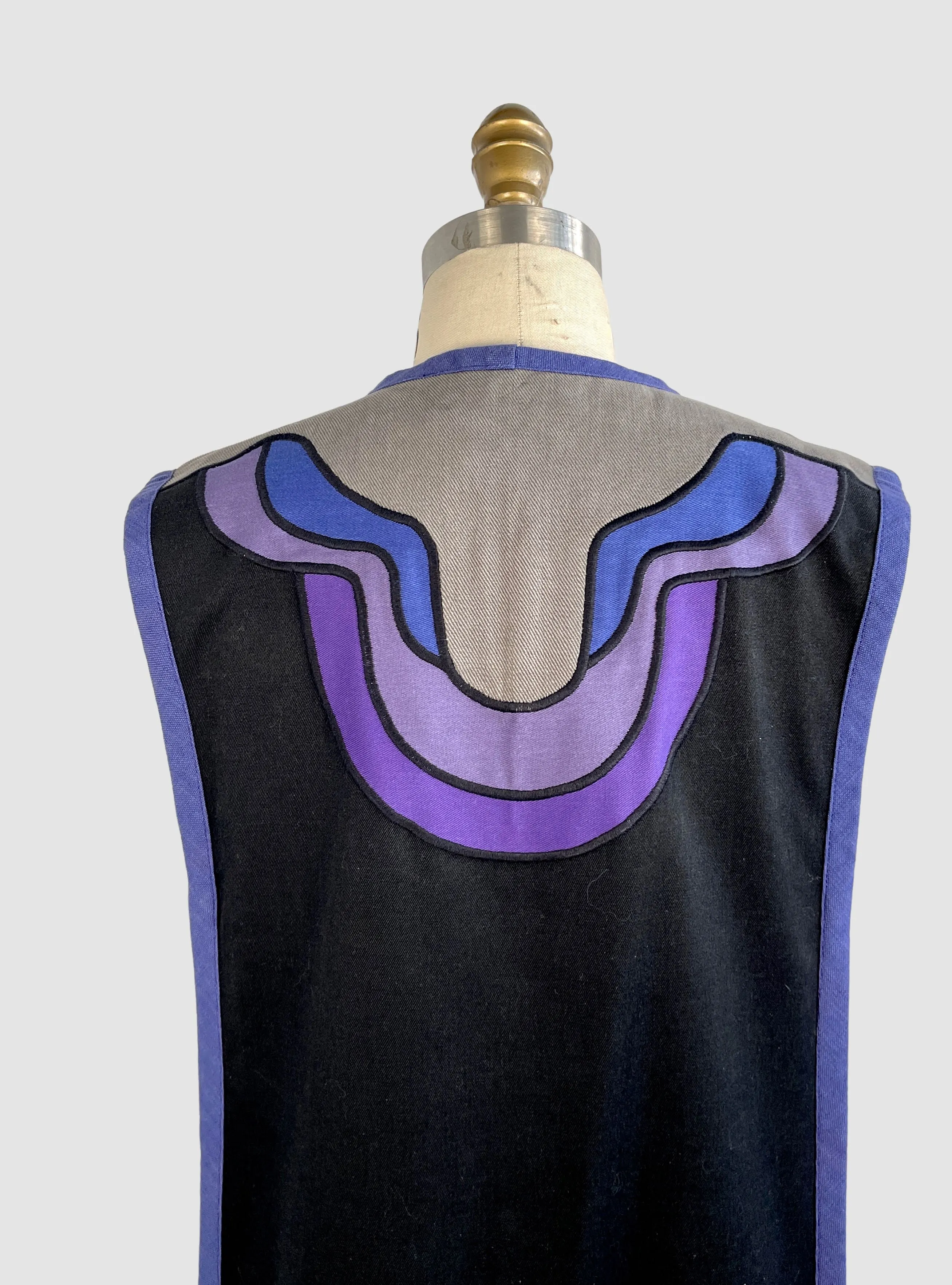 GRETCHEN GIRVIN CLANCY 70s Colorblock Patchwork Applique Vest, Medium