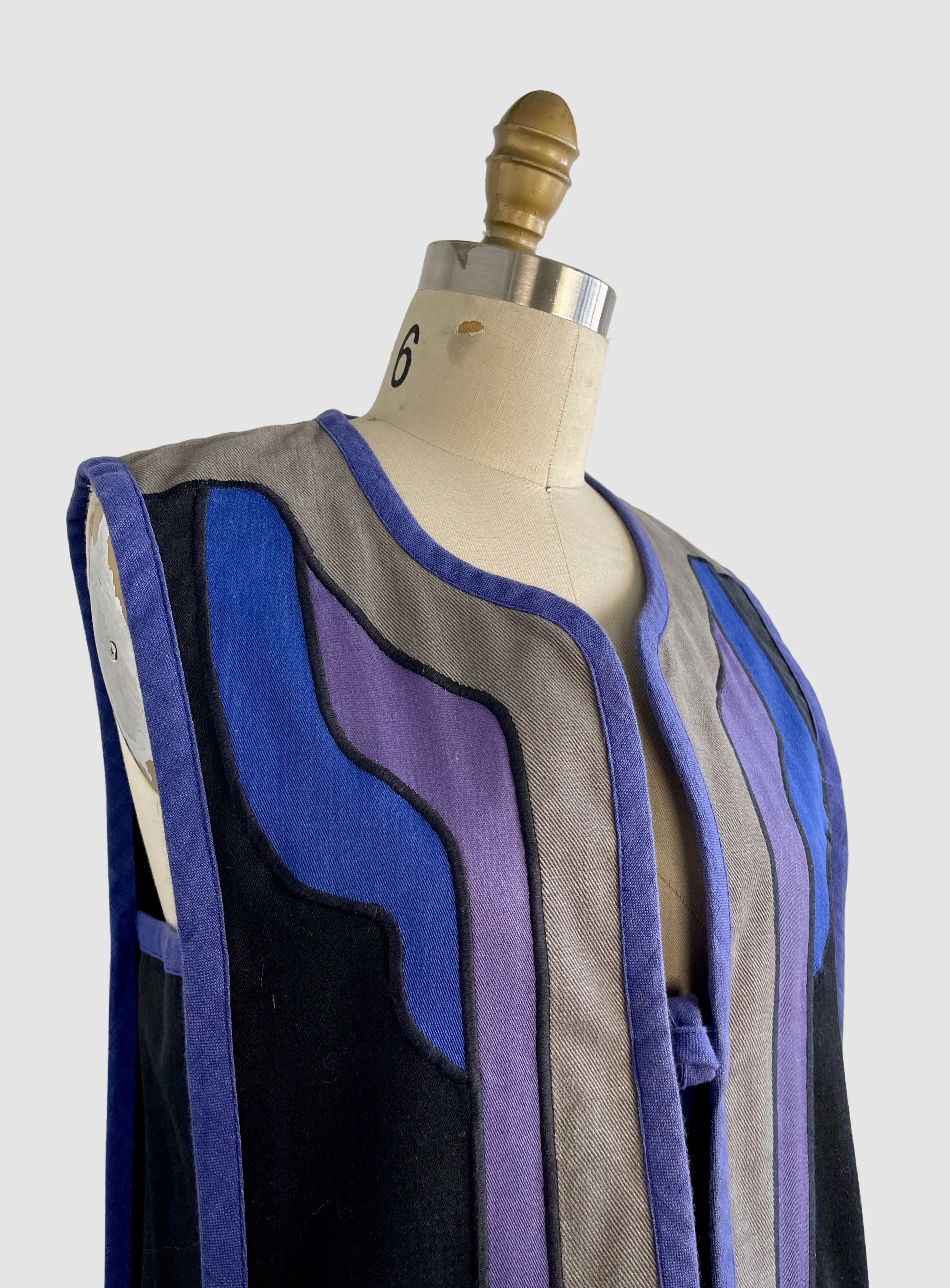 GRETCHEN GIRVIN CLANCY 70s Colorblock Patchwork Applique Vest, Medium