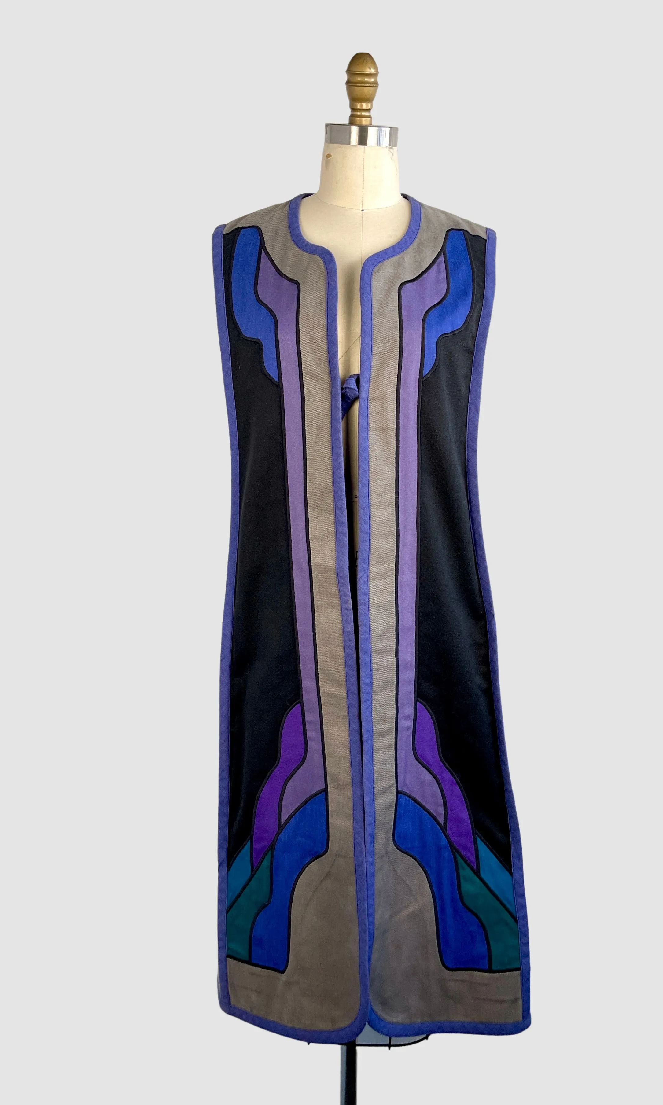 GRETCHEN GIRVIN CLANCY 70s Colorblock Patchwork Applique Vest, Medium