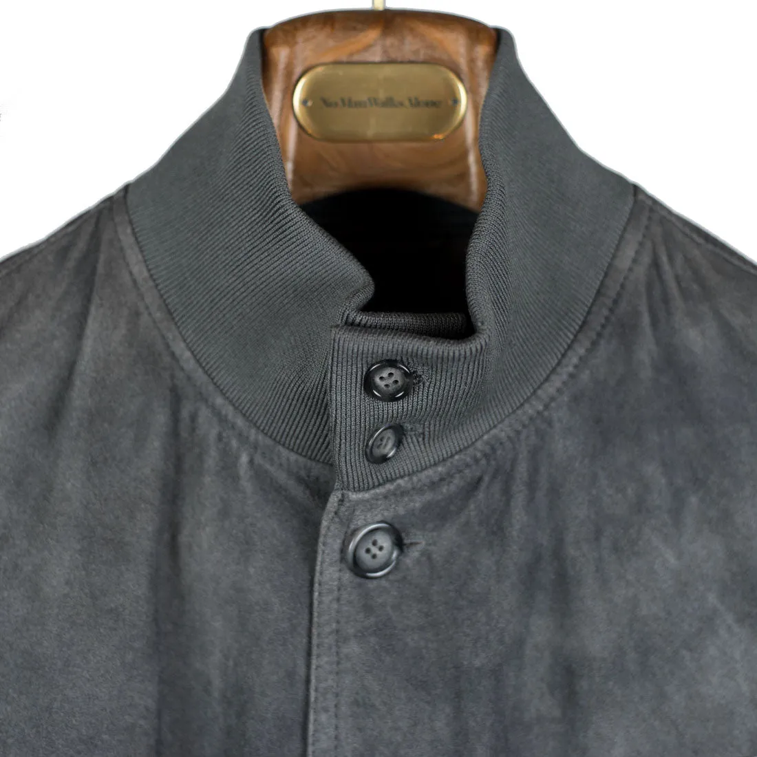 Grey washed suede Valstarino bomber jacket, unlined