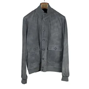 Grey washed suede Valstarino bomber jacket, unlined