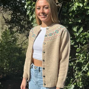 Harley Of Scotland Fairisle Cardigan In Tusk