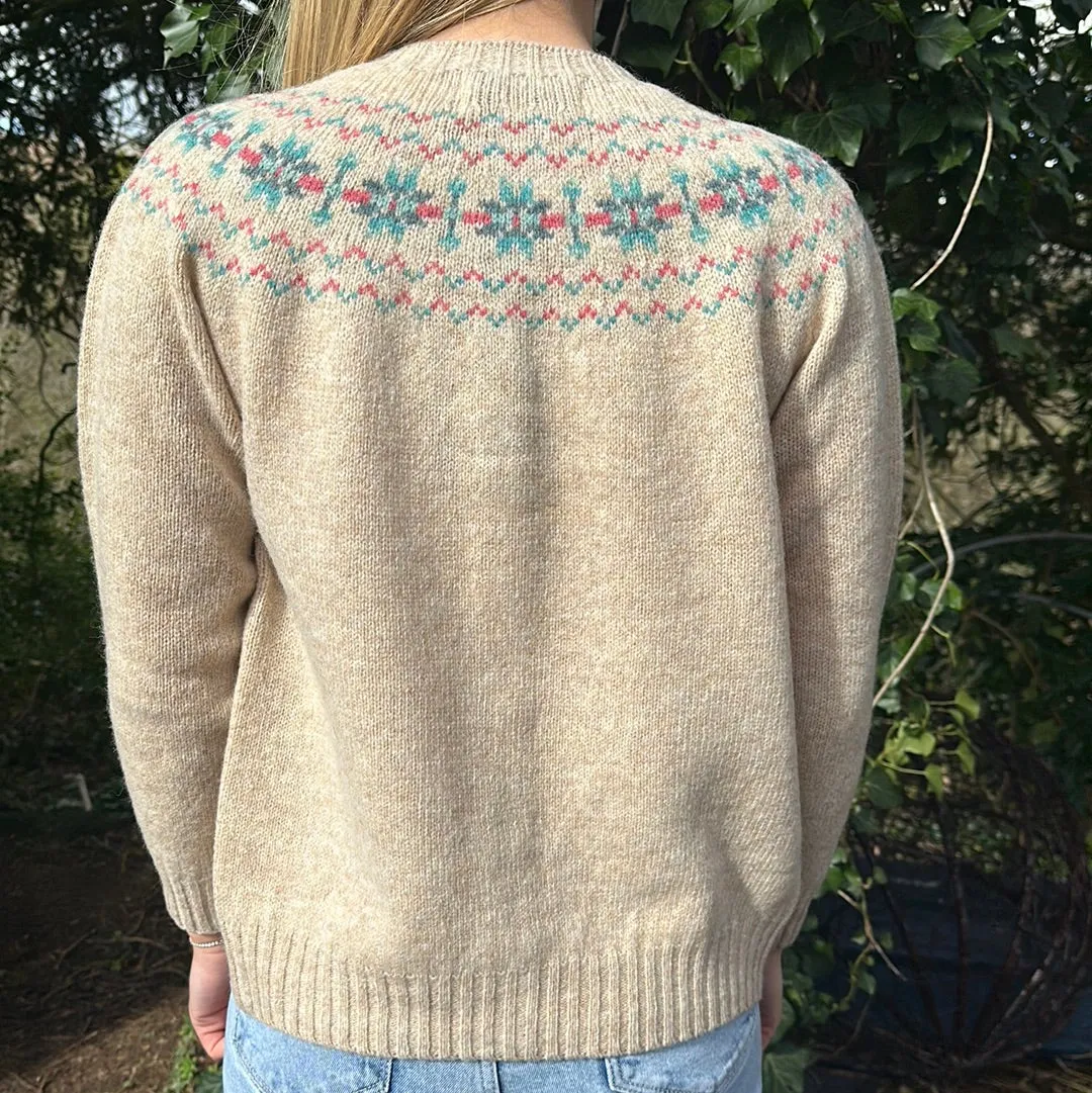 Harley Of Scotland Fairisle Cardigan In Tusk