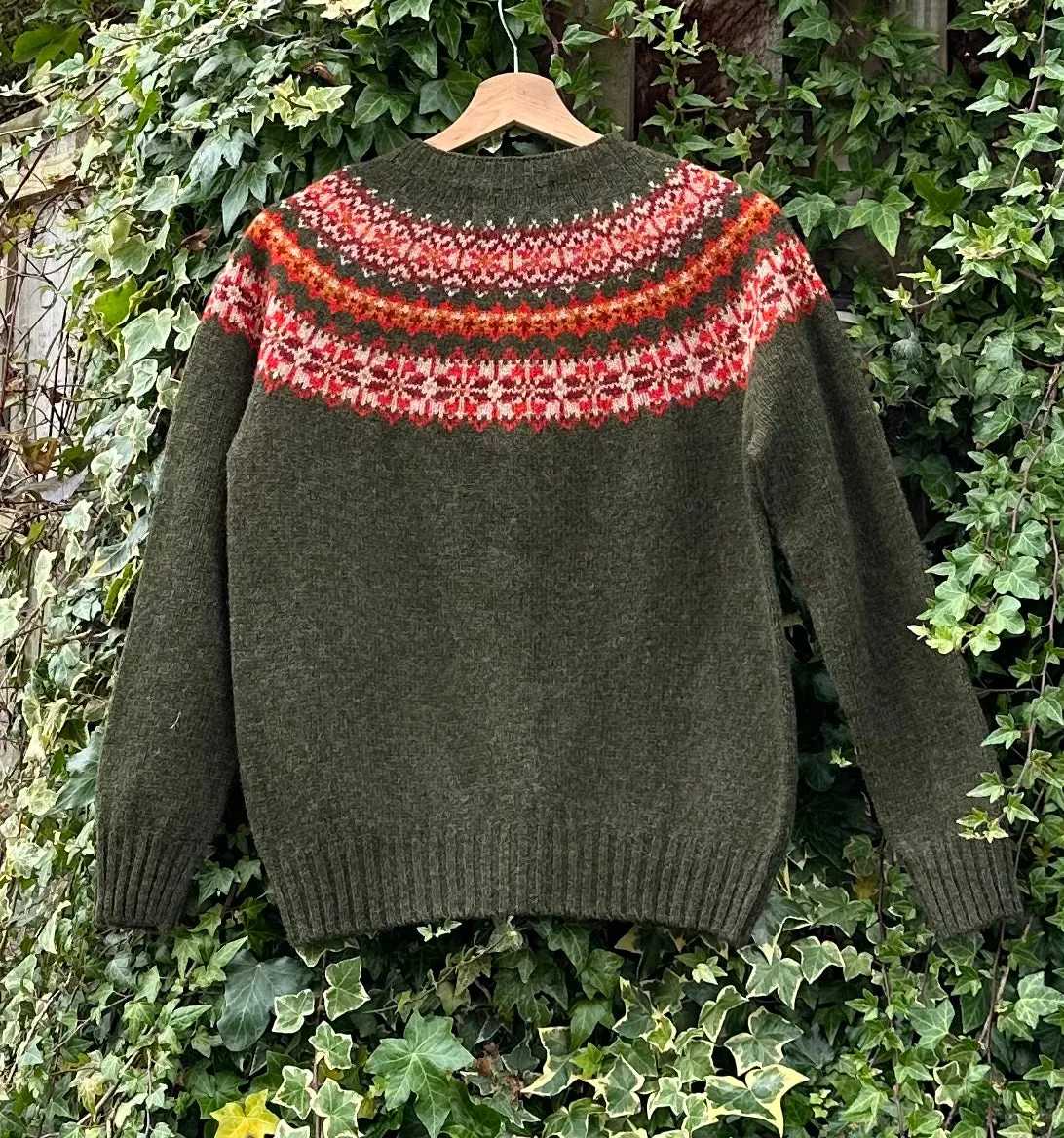 Harley Of Scotland New Fairisle Cardigan In Pineshadow