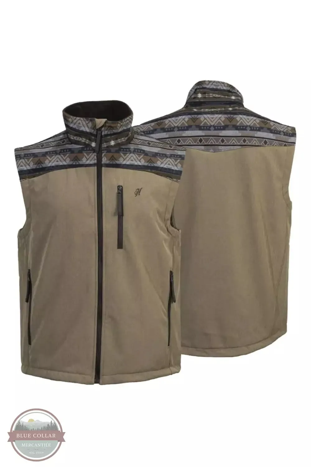 HV109GYAZ Softshell Gray with Aztec Vest
