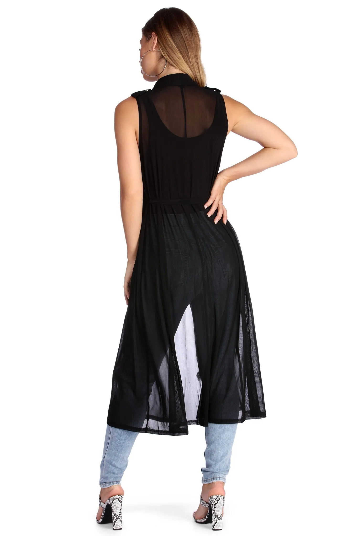 In The Sheer Mesh Vest Duster