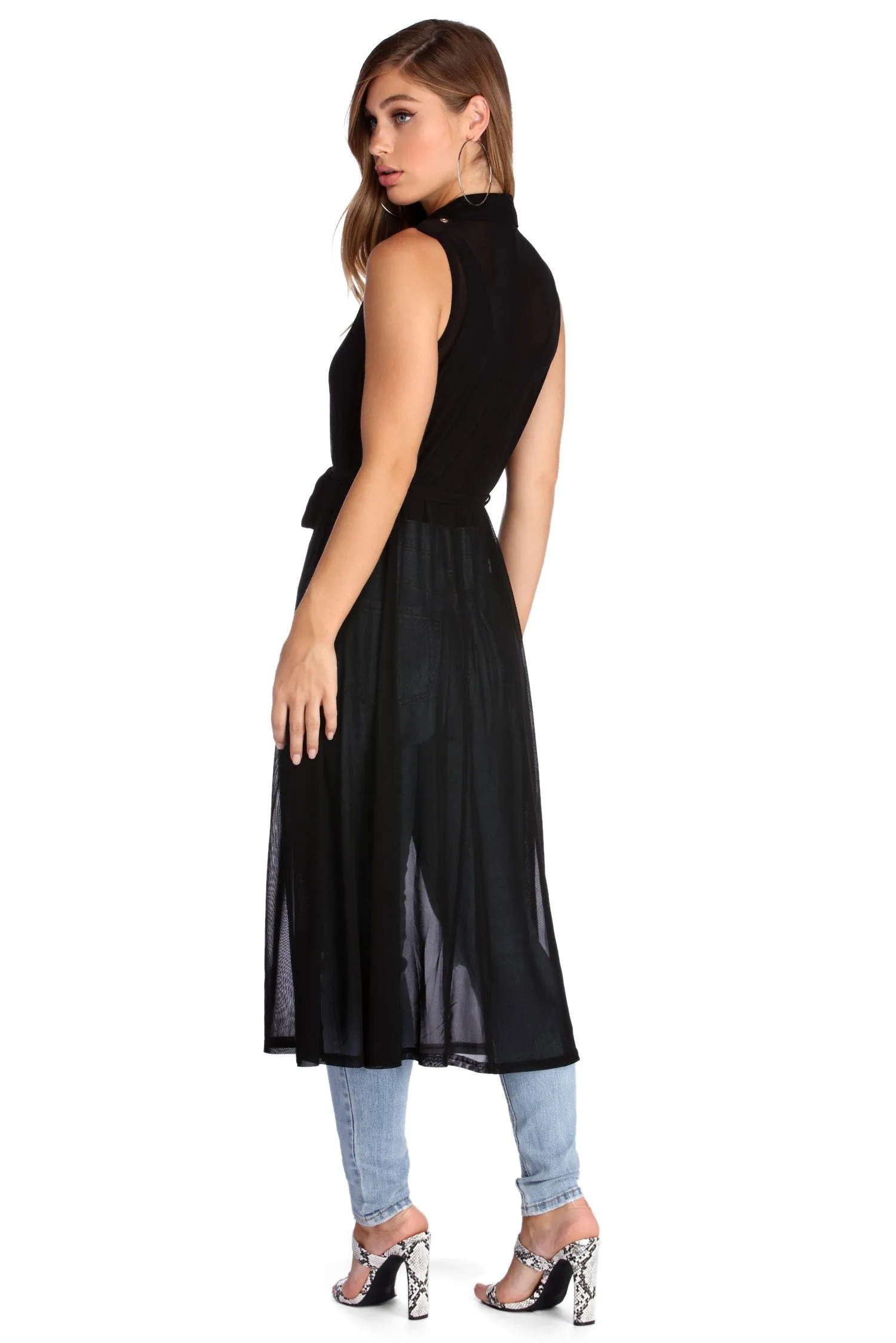 In The Sheer Mesh Vest Duster